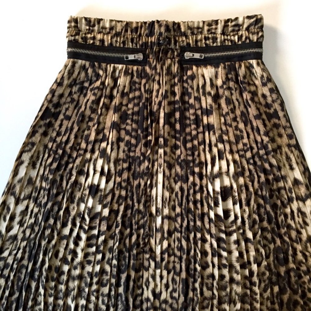 The Kooples - Leopard Print - Sheer Pleated Maxi Skirt - S